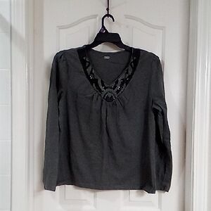 St. John's Bay Charcoal V-Neck Blouse